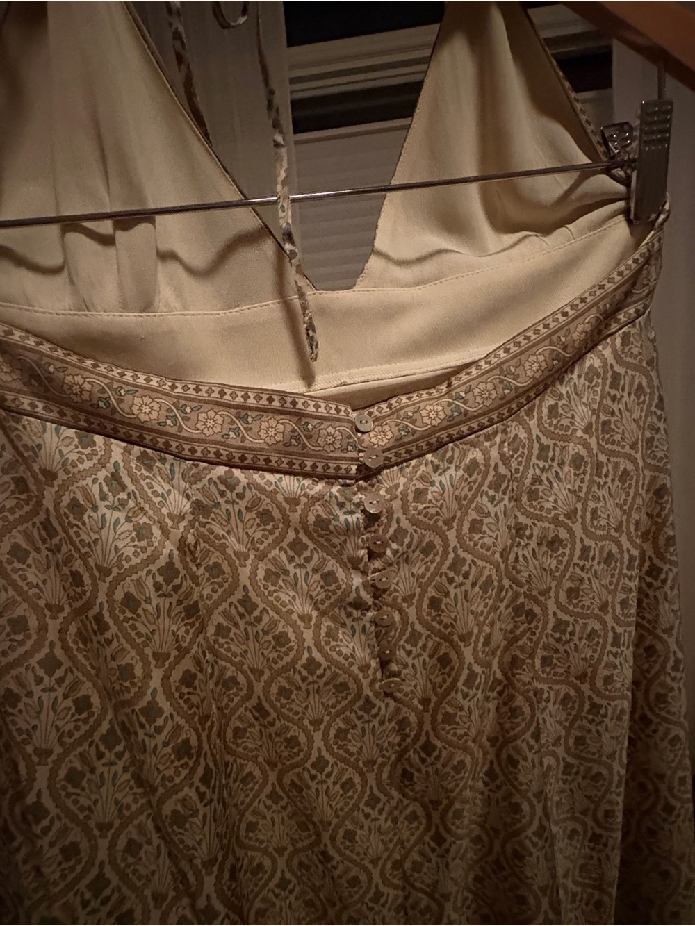 Carolina Herrera Silk Beige and Sage Floral Halter Maxi Dress - Picture 7 of 8